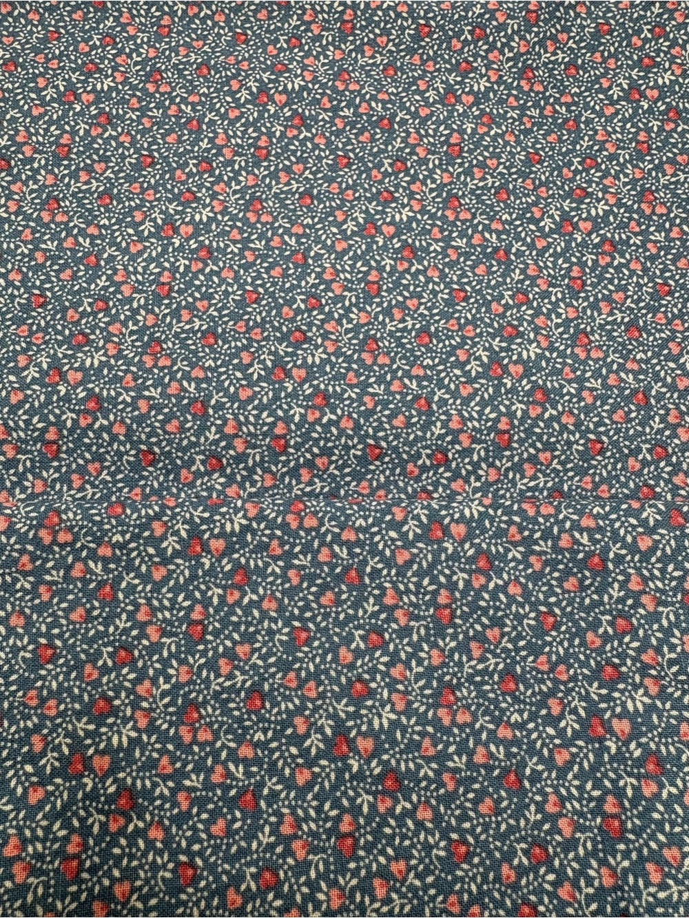 Vintage Calico Cotton Fabric Blue Pink Hearts Fabric Piece Springs Industries